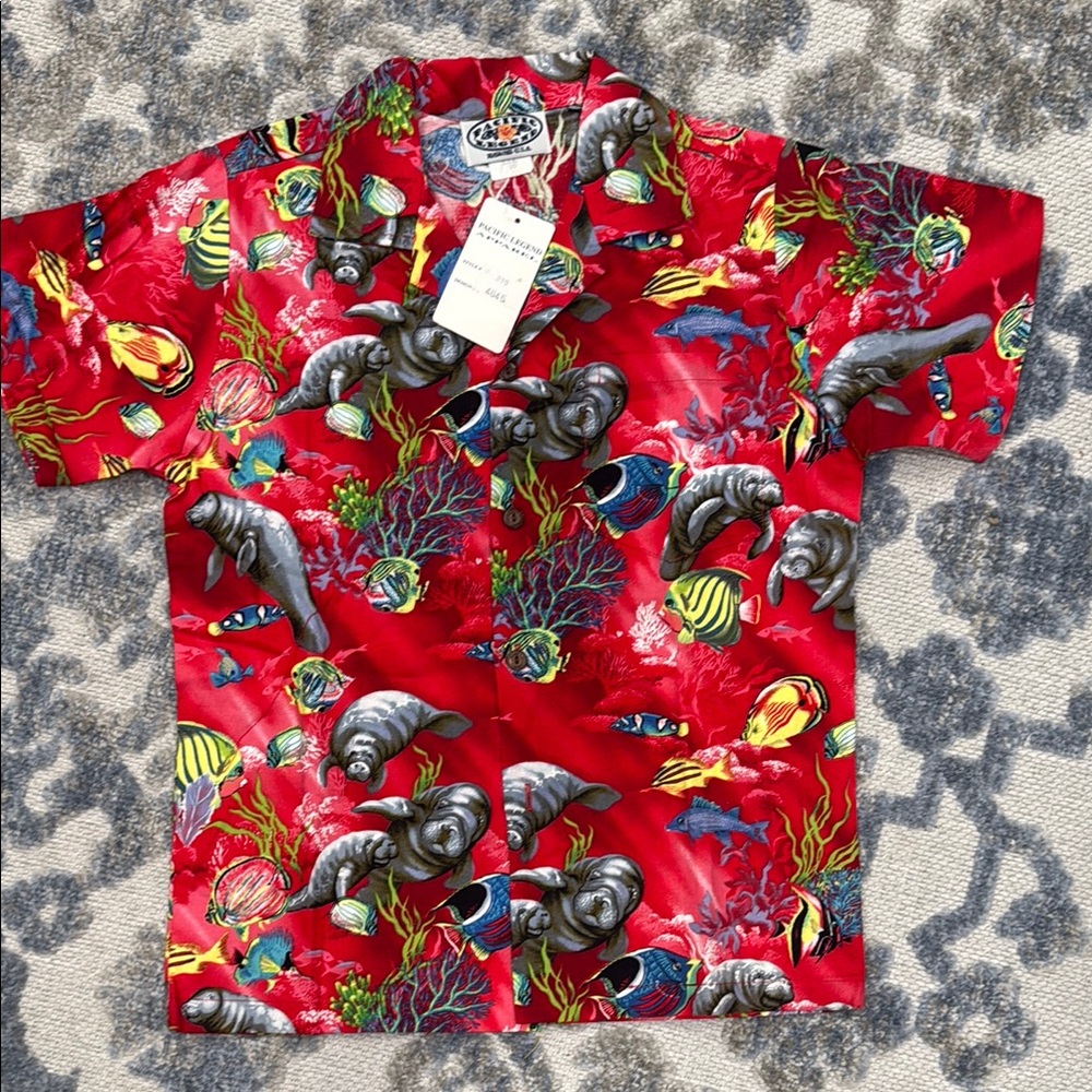 Pacific Legend  Vintage Kids Hawaiian Button Down Shirt- made in Hawaii